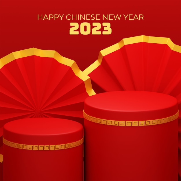 Podio di rendering 3d capodanno cinese 2023