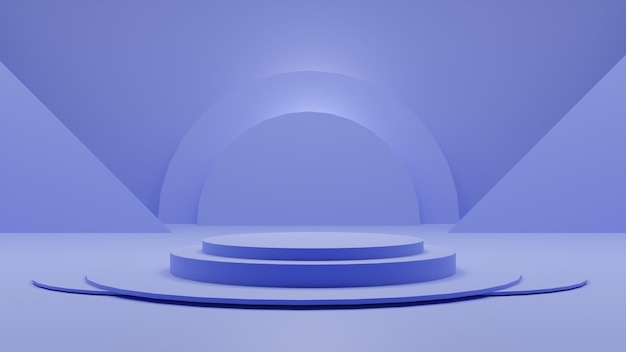 PSD 3d render podium with balls on blue background