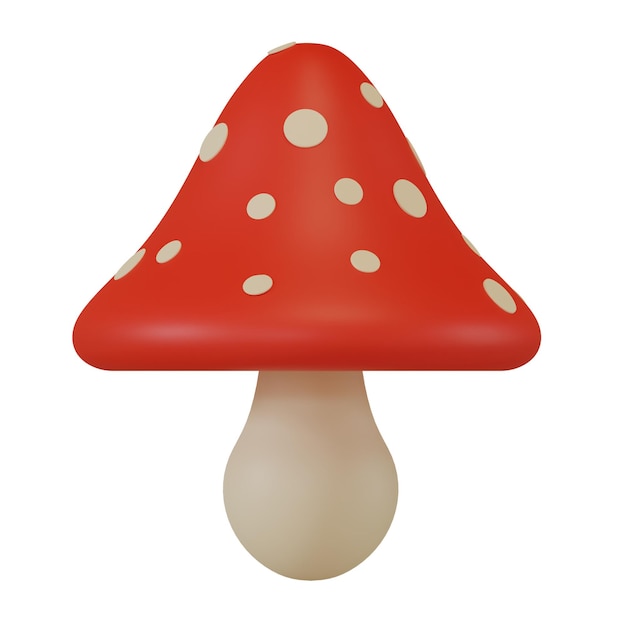 3D Render of Poison Red Mushroom in Cartoon Style Autumn Concept Illustration