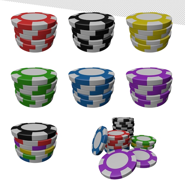 3d render poker chips