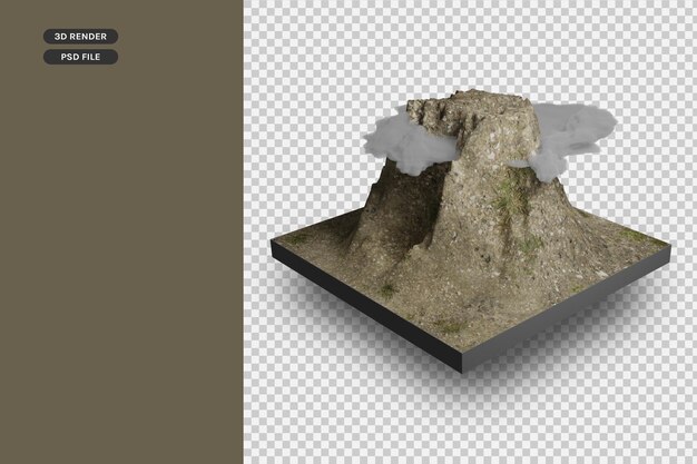 PSD 3d render polygon mountain premium render