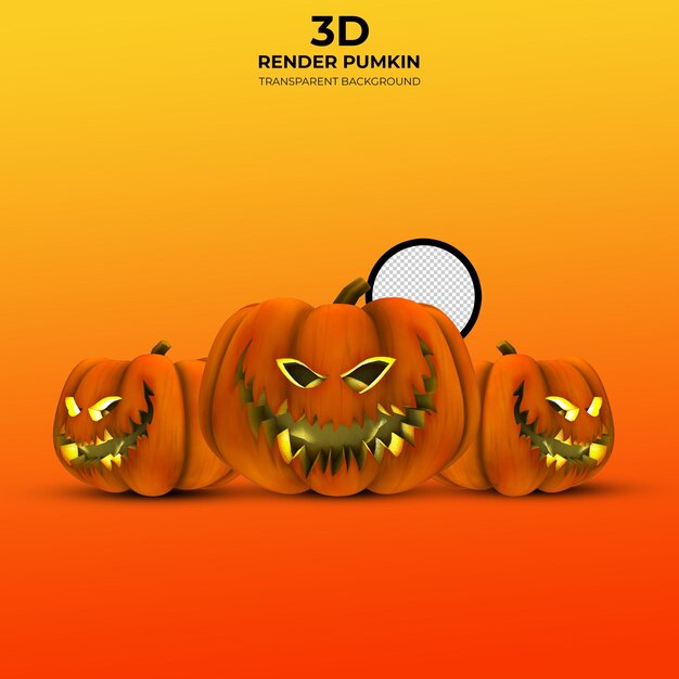 PSD 3d render pompoen halloween element