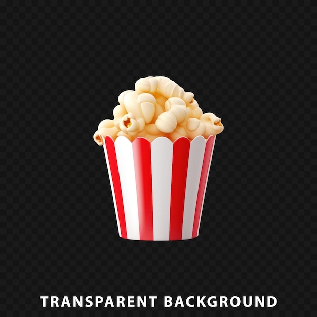 PSD 3d render popcorn isolated on transparent background