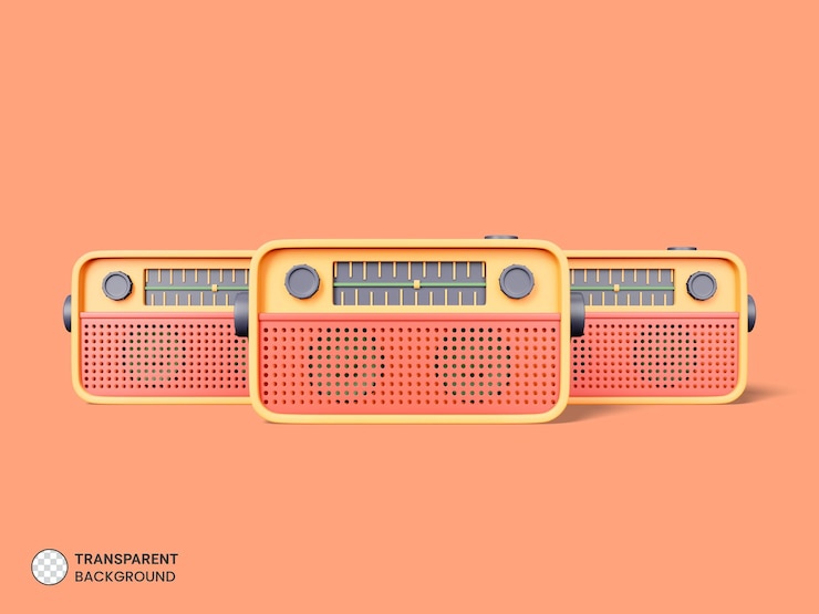 PSD 3d render portable radio icon