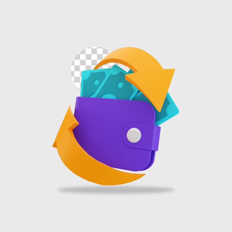 PSD 3d render portemonnee cashback icoon