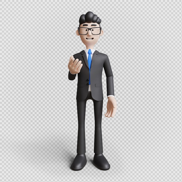 3d render postaci biznesmena z pozami na białym tle