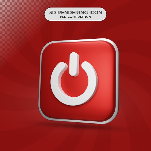 3d render of power button icon design