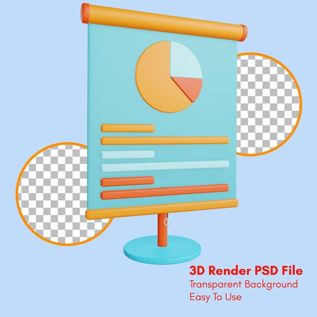 3d render presentation icon with transparent background