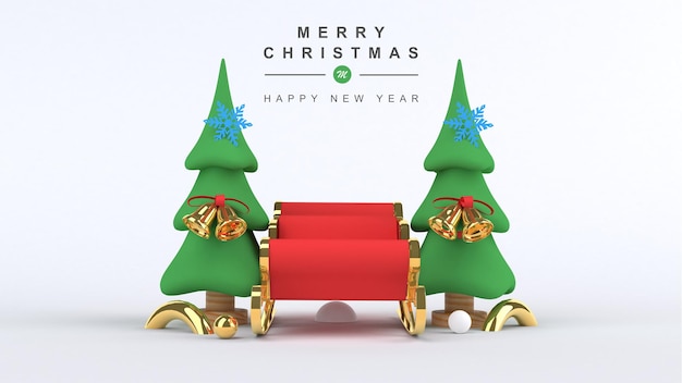 3D render prettige kerstdagen en gelukkig nieuwjaar