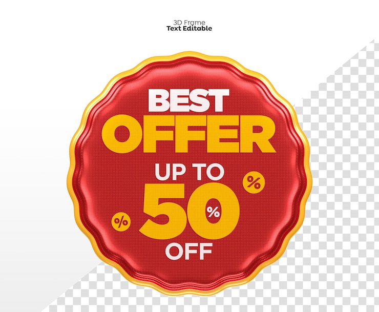 PSD 3d render promotieframe tot 50 procent korting