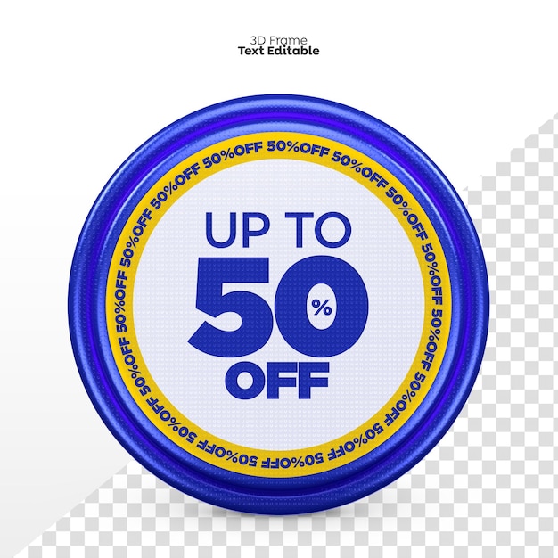 3d render promotion frame up to 50 percent off