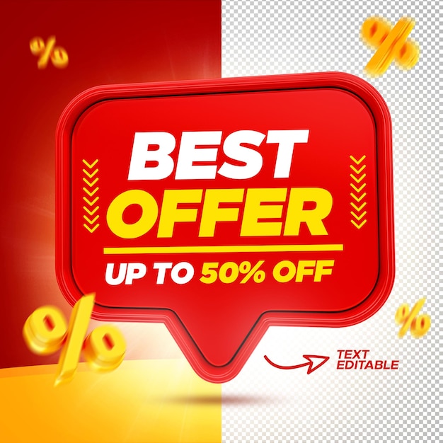 3d render promotion sale best offer up to 50 percent off premium psd