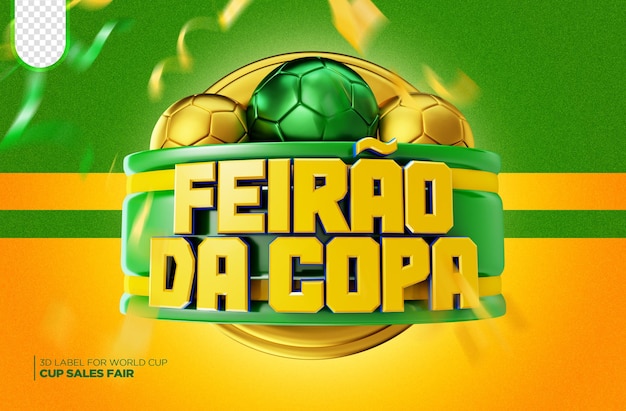 PSD 3d render promotional stamp for world cup campaigns brazil offers