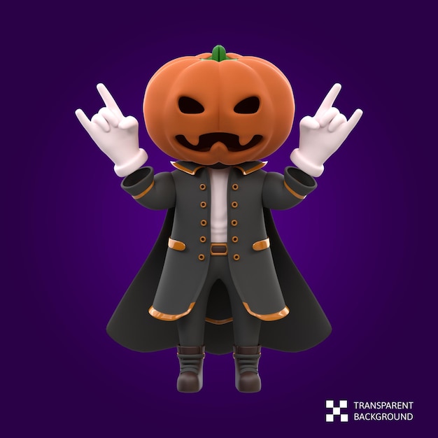 PSD 3d render pumpkin head halloween character