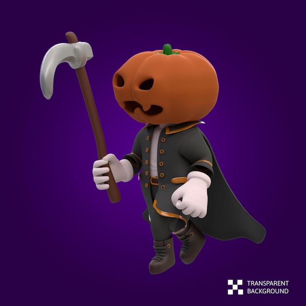 3 d レンダリング カボチャ頭ハロウィーン キャラクター