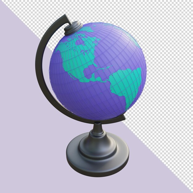 PSD 3d визуализация фиолетовый глобус америка