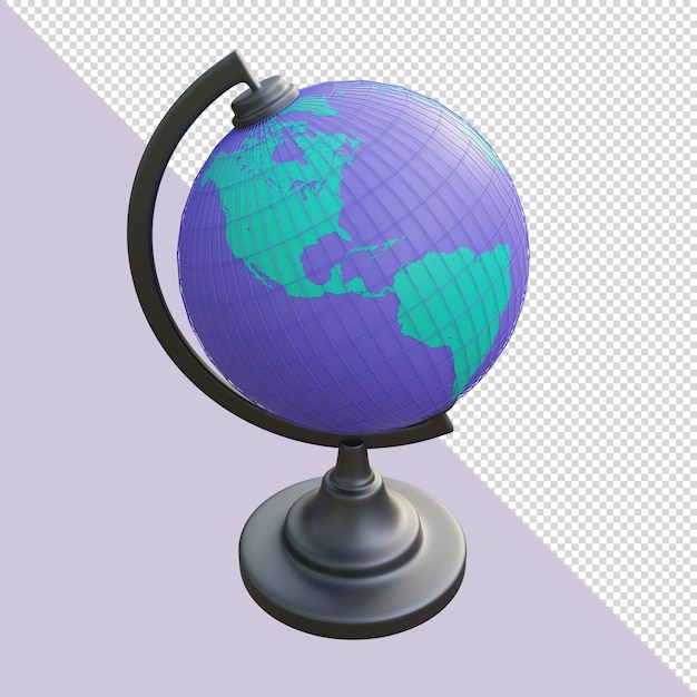 3d render purple globe america