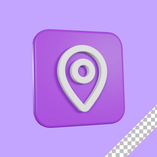 3D Render Purple Location Icon With Transparent Background