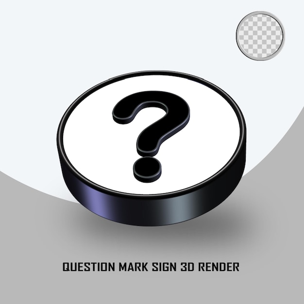 3d render question mark sign black white color