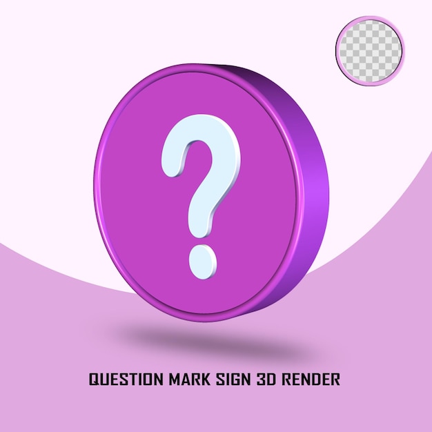 3D render question mark sign purple color