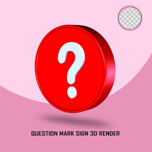 3D render question mark sign red color