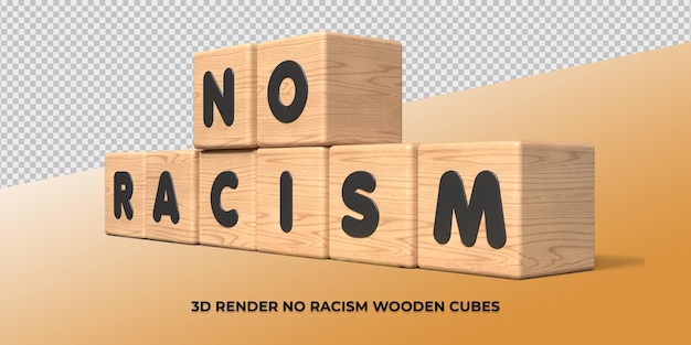 PSD 3d render racisme kubus hout letter