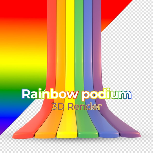 3D render rainbow podium