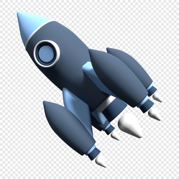 3d render rakieta kreskówka 3d ikona rakiety kosmicznej ikona statku kosmicznego 3d renderowanie rakiety na przezroczystym tle 3d renderowanie ilustracji
