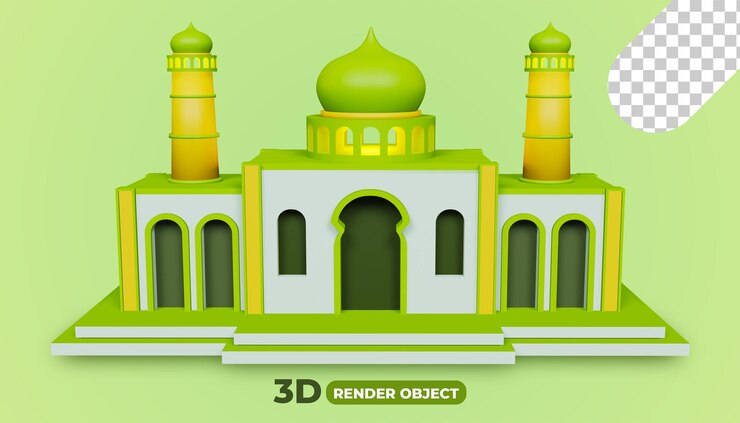 PSD 3d render of ramadan mosque