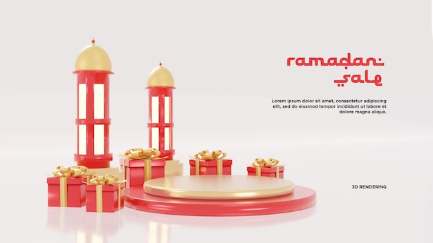 3d render of ramadan podium mosque