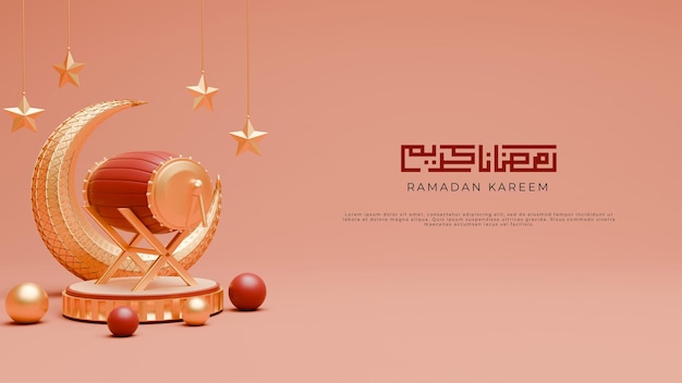 3d Render Ramadan Tło Z Islamskimi Ozdobami Dla Szablonu Baneru