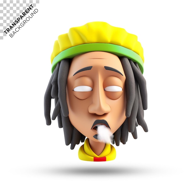 PSD 3d render of rastaman character