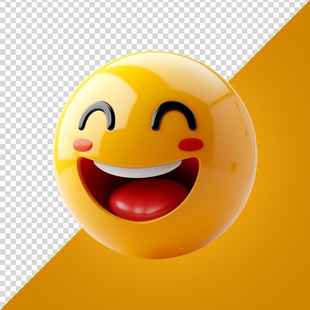 3d render reaction emoji on transparent background