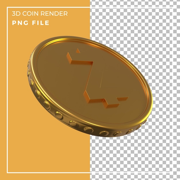 PSD 3d render realistic gold zcashcoin perspective view