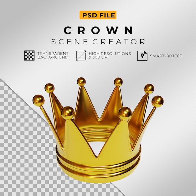 3d Render of realistic golden crown