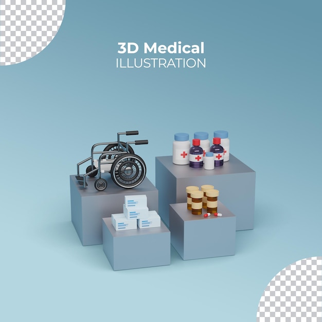 3d render realistic medical medicine on the podium