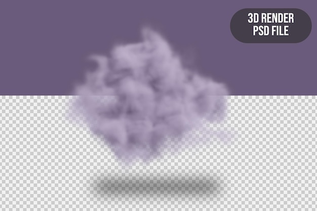 PSD rendering 3d nuvola viola realistica alta qualità