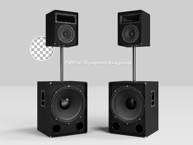 3d render realistic sound system speaker