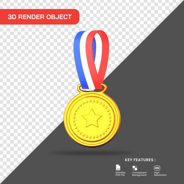 PSD 3d render realistyczna gwiazda medal ikona