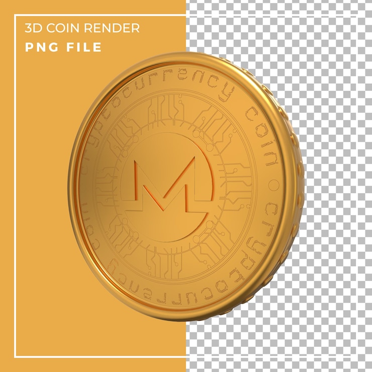 PSD 3d render realistyczny złoty widok z boku mcoin