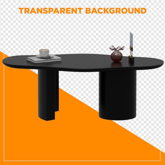 3d render rectangular table with transparent background