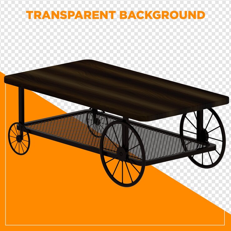 PSD 3d render rectangular table with transparent background