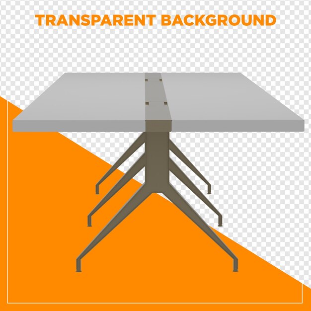 3d render rectangular table with transparent background