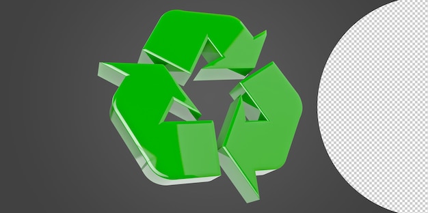 PSD simbolo di riciclaggio di rendering 3d con sfondo trasparente