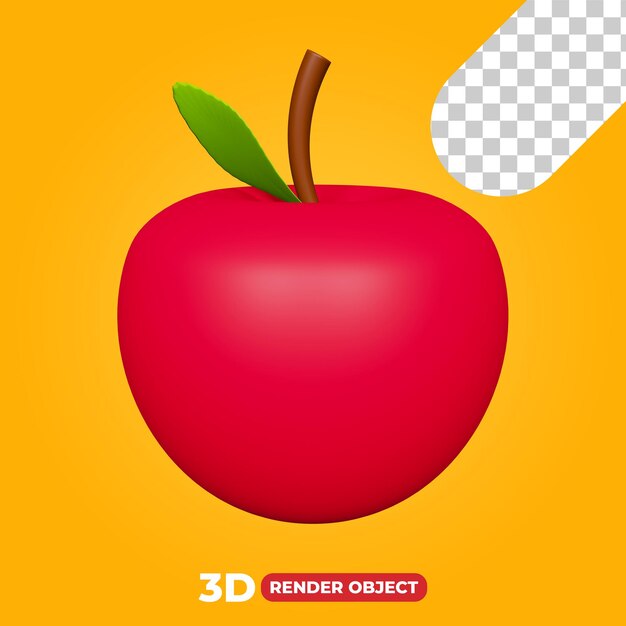 3d render of red apple