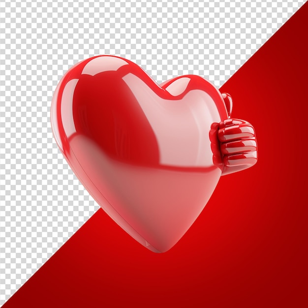 3d render red heart icon png