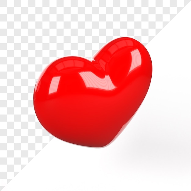 3d rendering di cuore rosso su sfondo trasparente