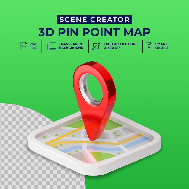 3d render rosso mappa puntatore icona isolato scena creatore