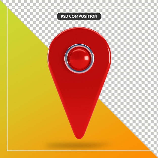 PSD 3d render rosso mappa puntatore icona isolato