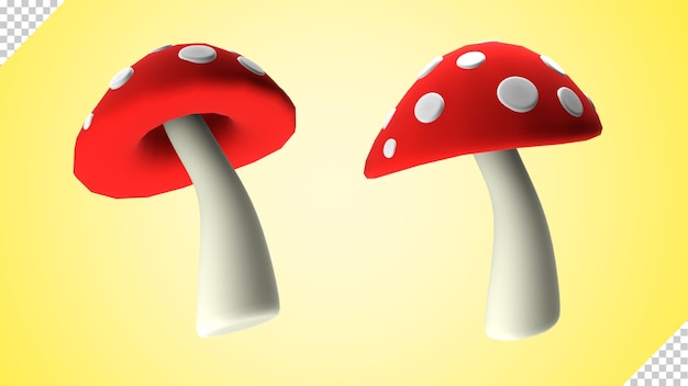 PSD 3d render red mushroom isolated